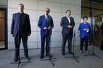 BERLIN, GERMANY - MARCH 28: (From L to R) Markus Soeder, leader of the Christian Social Union (CSU),